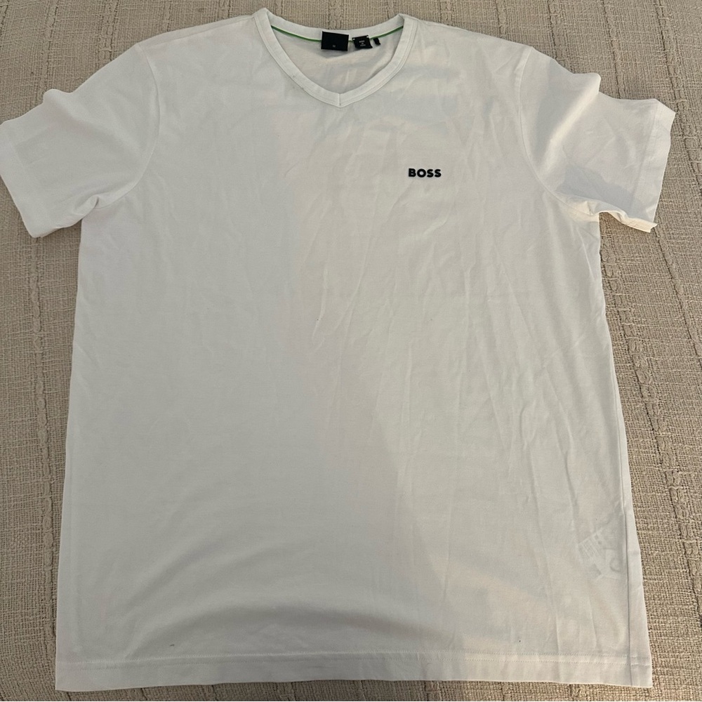 BOSS White Men's V-Neck Shirt